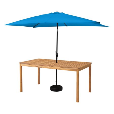 Alaterre Furniture 8 Piece Set, Okemo Table with 6 Chairs, 10-Foot Rectangular Umbrella Bright Blue ANOK01RE15S6
